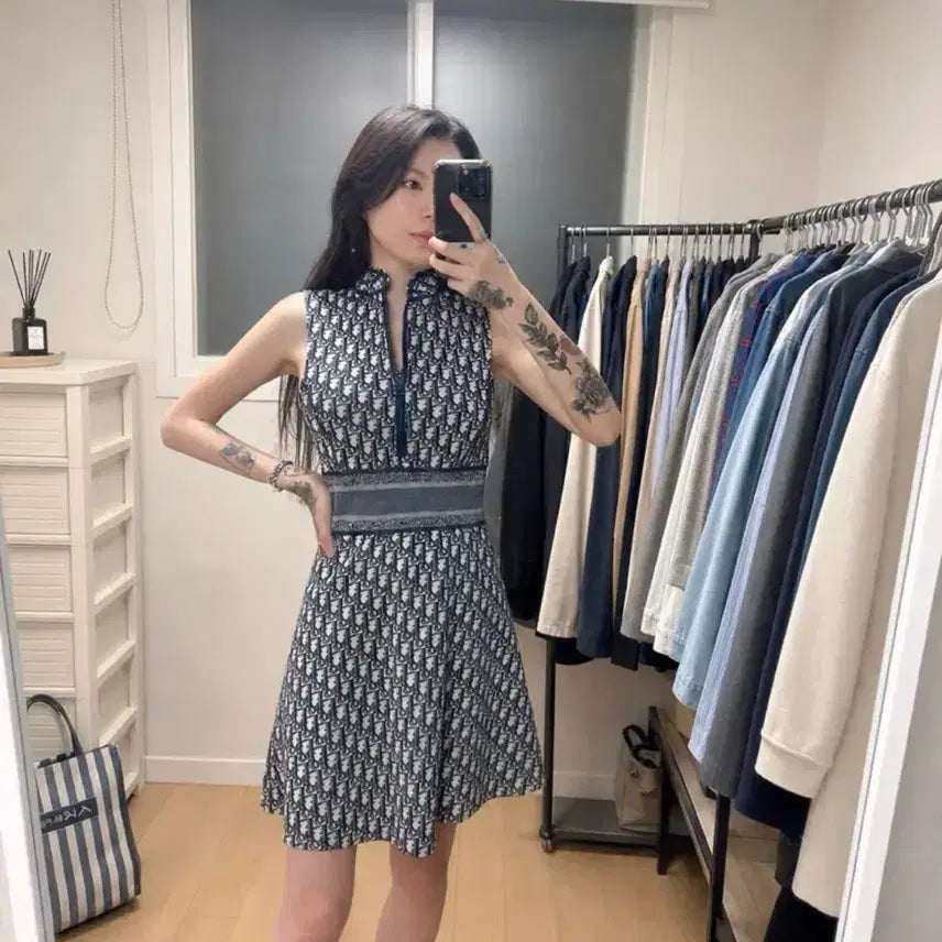 [BUNJANG] Dior Oblique Pattern Sleeveless Dress / 오블리크 패턴 민소매 원피스 36