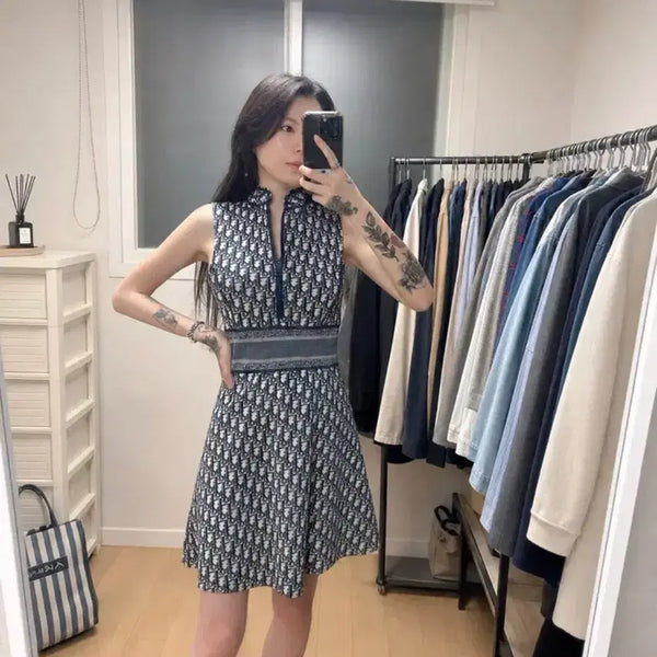 [BUNJANG] Dior Oblique Pattern Sleeveless Dress / 오블리크 패턴 민소매 원피스 36
