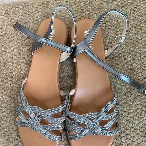 [BUNJANG] Hanten Women's Embellished Sandals Silver / 샌들 실버행텐 250