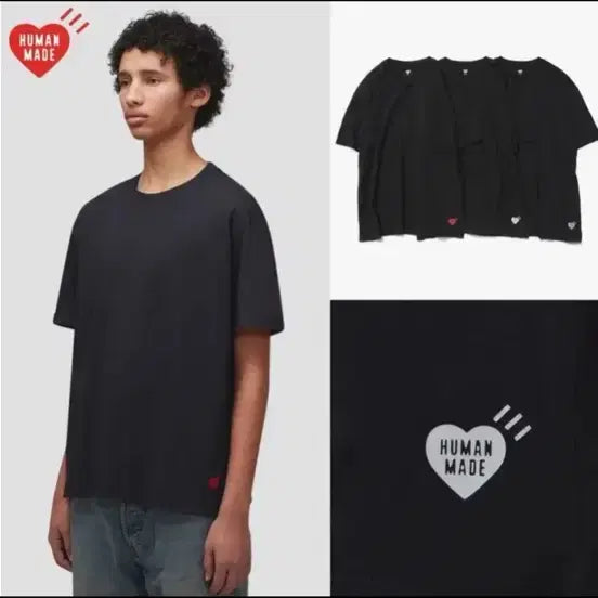 [BUNJANG] Human Made T-shirt Black (3-Pack) / [M/L] 휴먼메이드 티셔츠 블랙 (3개입)