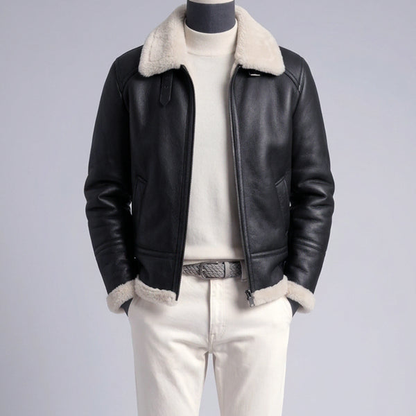 [BUNJANG] Italian Lambskin B-3 High Neck Shearling Mustang Jacket Black 2XL / 사입 / 이태리 양가죽 B-3 하이넥 무스탕 시어링 자켓 블랙 / 2XL[105]