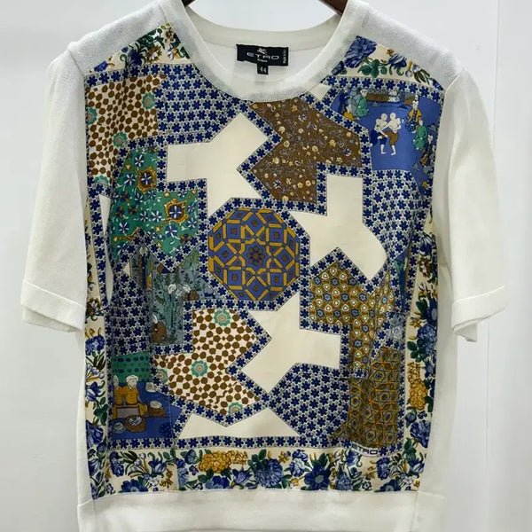 [BUNJANG] Etro Silk Cotton Blend Short Sleeve T-Shirt / 에트로 실크 면 혼방 반팔.