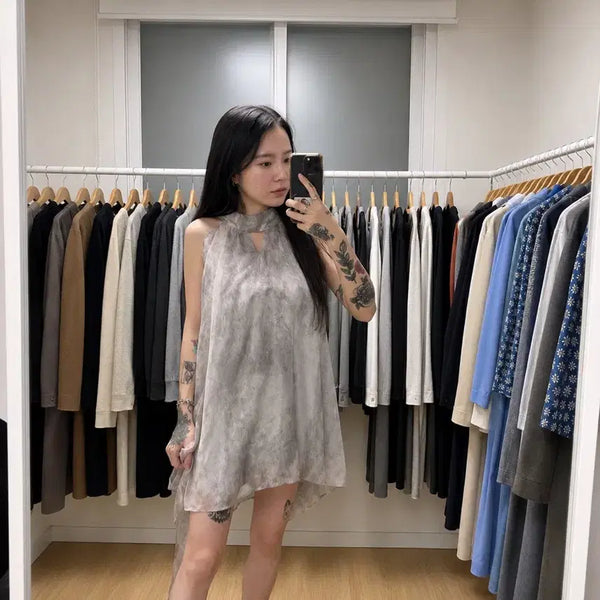 [BUNJANG] Halterneck Chiffon Tie Dress / (새상품) 홀터넥 쉬폰 끈 원피스
