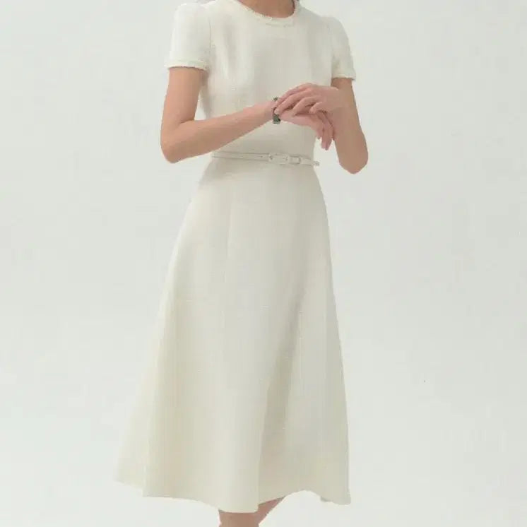 [BUNJANG] Flooum Tweed Dress Cream / 플로움 트위드 원피스 크림 S(55)사이즈 판매합니다.[2회착용]