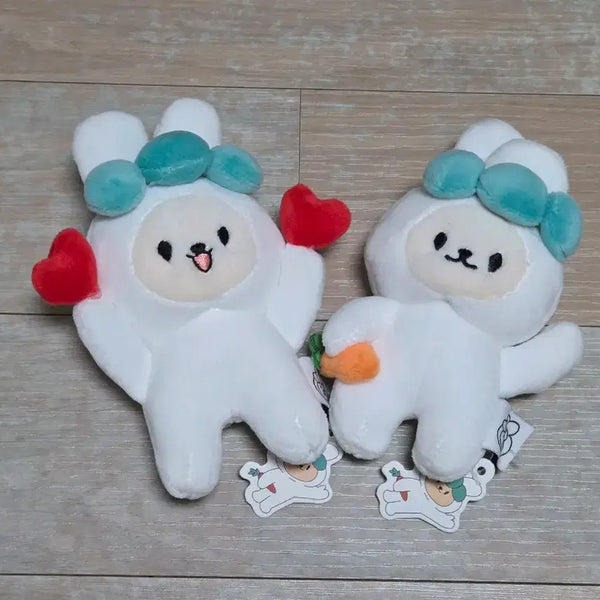 [BUNJANG] White Rabbit Carrot Plush Keychain (2 Types) / 흰색 토끼 당그니 인형 키링 당근 2종