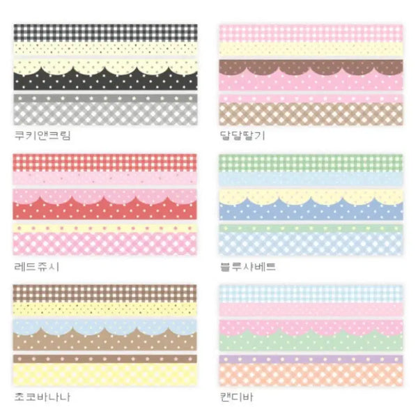 [BUNJANG] Pattern Mix Washi Tape Set (6 Rolls) / 패턴믹스마테6set