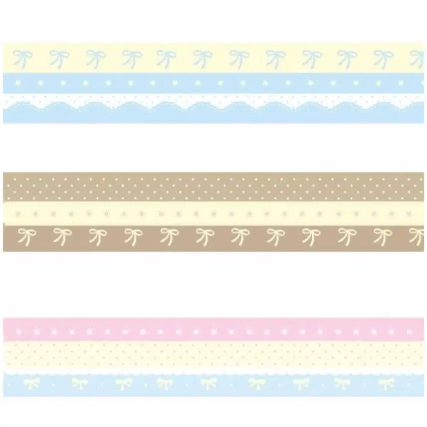 [BUNJANG] Three-Line Ribbon Washi Tape Set (3 Rolls) / 세줄리본마테3set