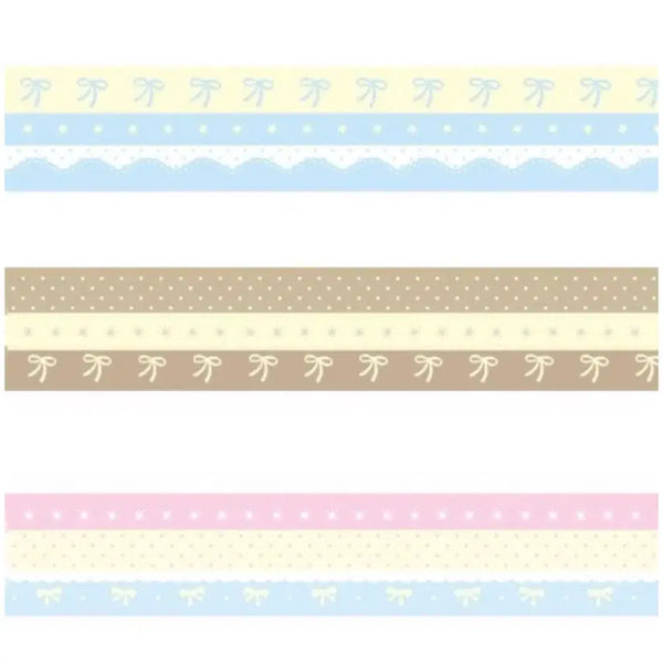 [BUNJANG] Three-Line Ribbon Washi Tape Set (3 Rolls) / 세줄리본마테3set