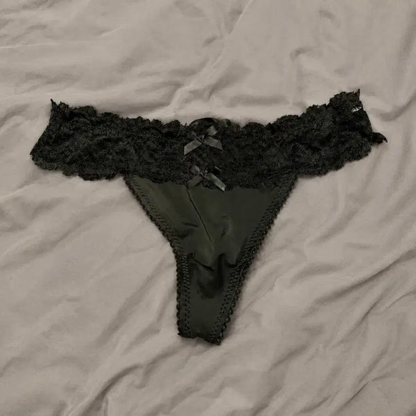 [BUNJANG] Corset Lace Thong Panties (Black) / 중고 코르셋 레이스 끈 여자 팬티 (Black) 속옷 여성