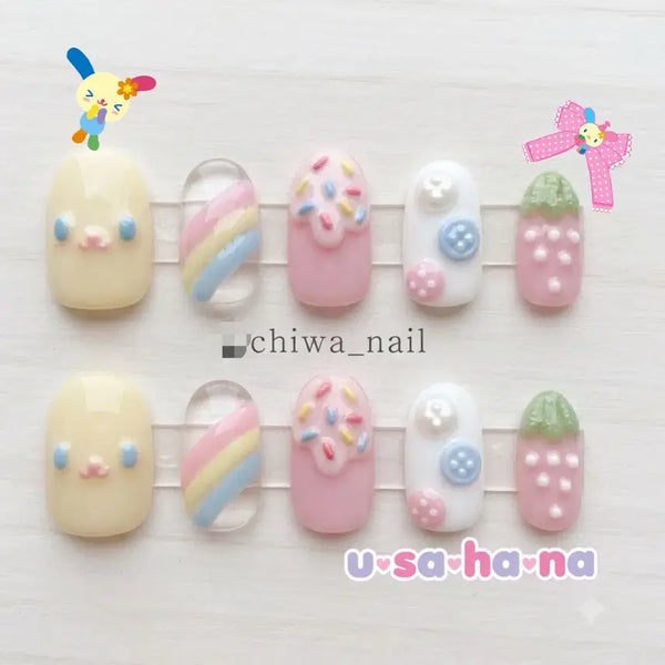 [BUNJANG] Usahana Sprinkle Handmade Nail Tips (Custom Order) / 주문제작 우사하나 스프링클 수제 네일팁