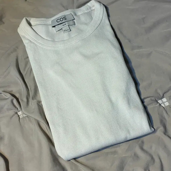 [BUNJANG] COS Slim Ribbed Short Sleeve Top White L / COS 슬림 리브드 반팔 화이트 L