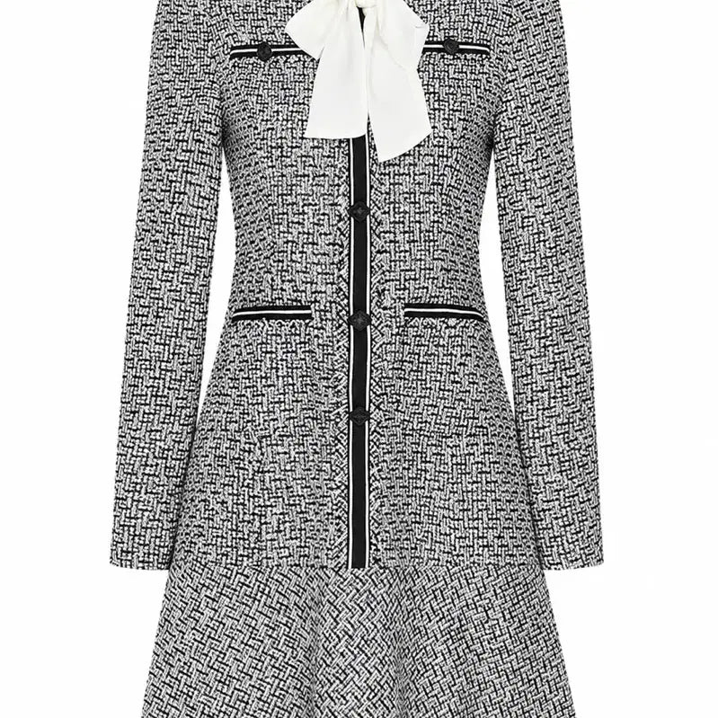 [BUNJANG] Kenneth Lady Venici Tweed Ribbon Dress / 케네스레이디 베니치 리본 원피스 55 160 트위드 치마 하객룩 개강룩 대학생룩 결혼식룩 지고트 사틴 잇미샤 미샤 상견례룩