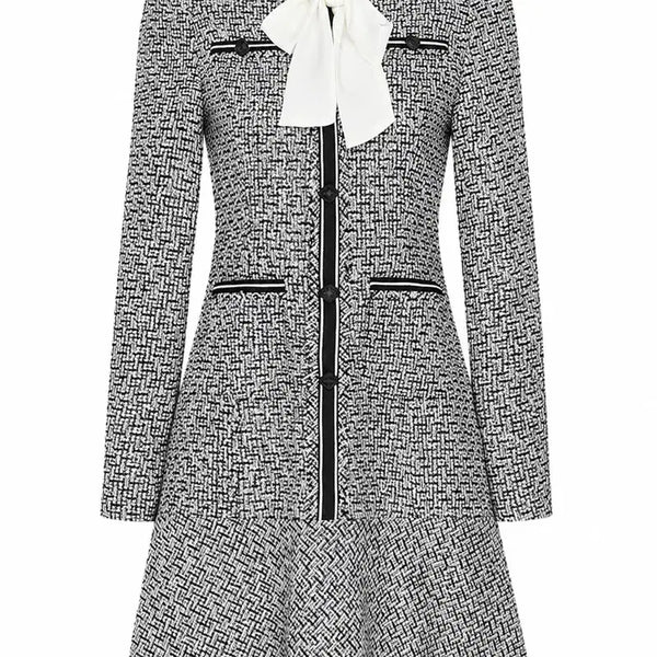 [BUNJANG] Kenneth Lady Venici Tweed Ribbon Dress / 케네스레이디 베니치 리본 원피스 55 160 트위드 치마 하객룩 개강룩 대학생룩 결혼식룩 지고트 사틴 잇미샤 미샤 상견례룩