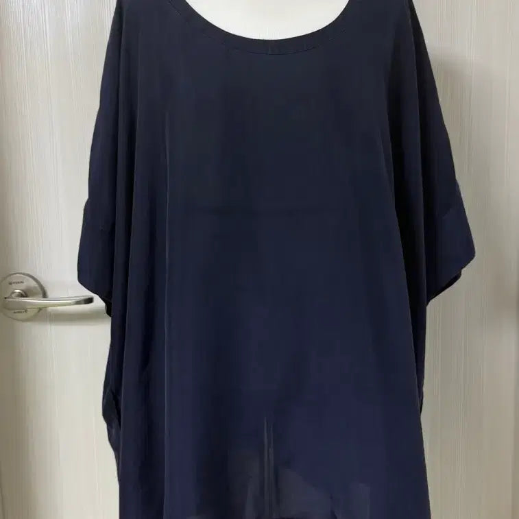 [BUNJANG] COS 100% Silk Navy Short Sleeve Blouse L / COS 코스 실크 100% 네이비 반팔 블라우스 L