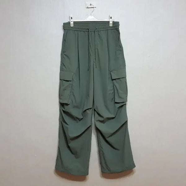 [BUNJANG] SPAO Parachute Wide Cargo Pants Khaki / 1착)스파오 하절기 파라슈트 와이드 카고 바지