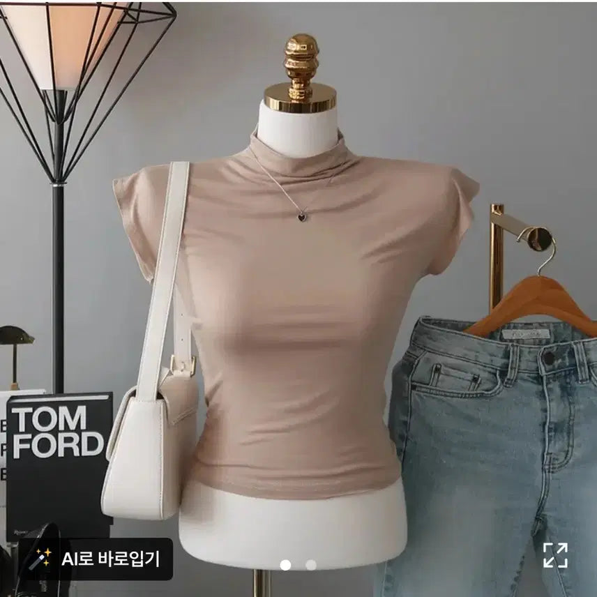 [BUNJANG] Mock Neck Short Sleeve T-Shirt / 반목티