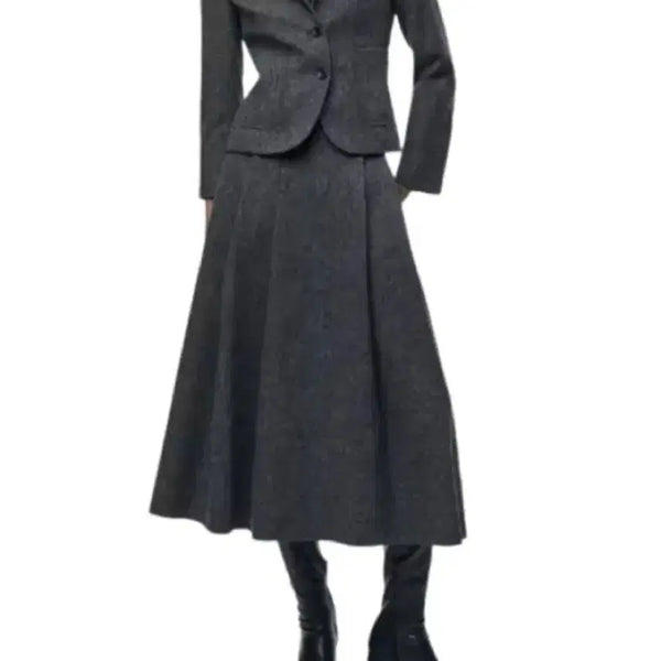 [BUNJANG] Zara Wool Blend Minimal Blazer Skirt Set / Zara 울 블렌드 미니멀 블레이저 스커트 최화정 셋업