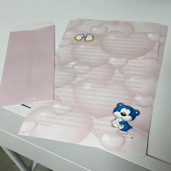 [BUNJANG] Morning Glory Blue Bear Letter Paper Set / 고전문구 모닝글로리 블루베어 편지지 세트