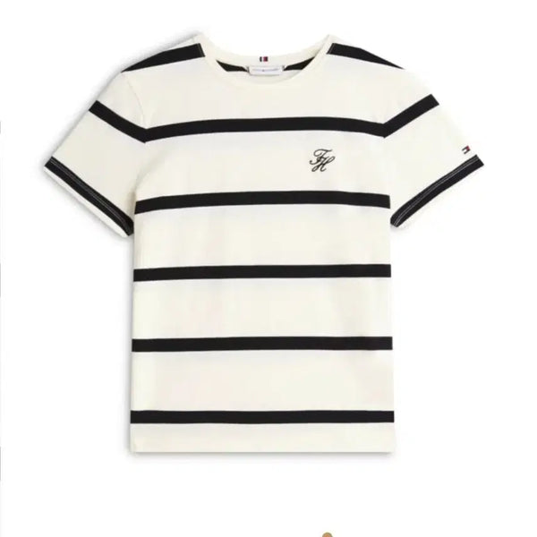 [BUNJANG] Tommy Hilfiger Women's Embroidered Logo T-Shirt / #타미힐피거 우먼.로고 자수 티셔츠.새것.