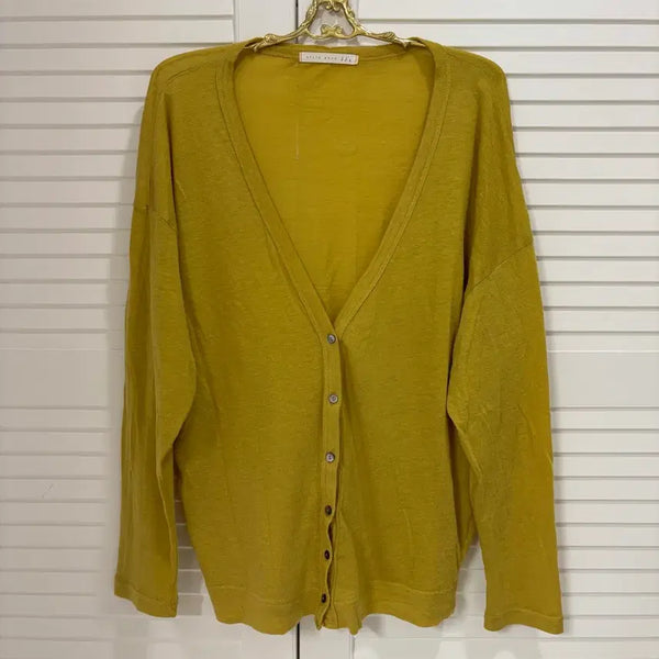 [BUNJANG] Mustard Yellow Lightweight Cardigan / 반택포) 간절기 가디건 머스타드 컬러 얇은 가디건