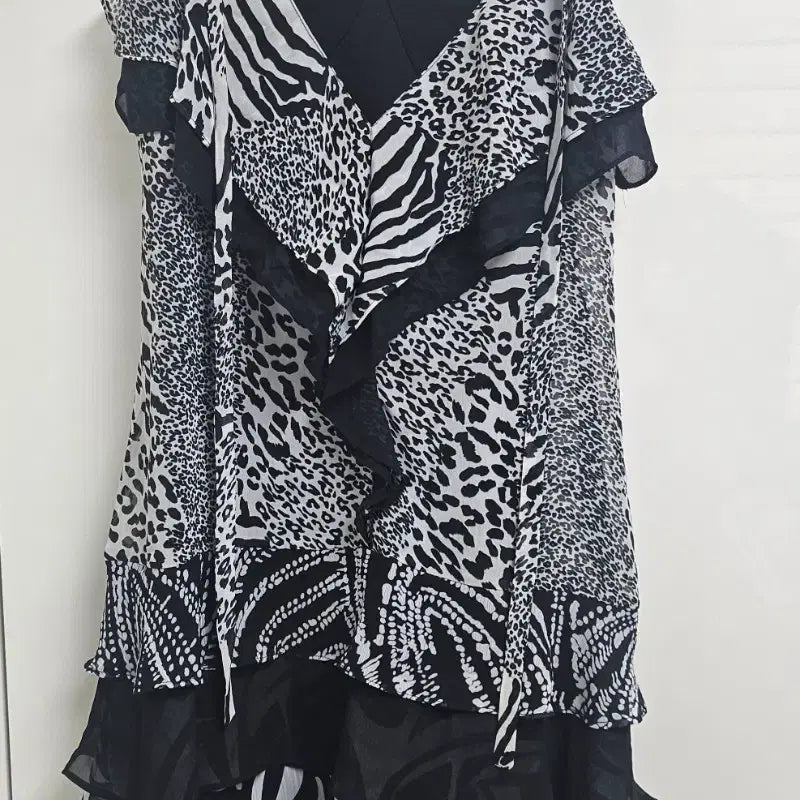 [BUNJANG] Leopard Zebra Mix Pattern Chiffon Mini Dress (S) / 호피 얼룩말 패턴 쉬폰 원피스 (S)