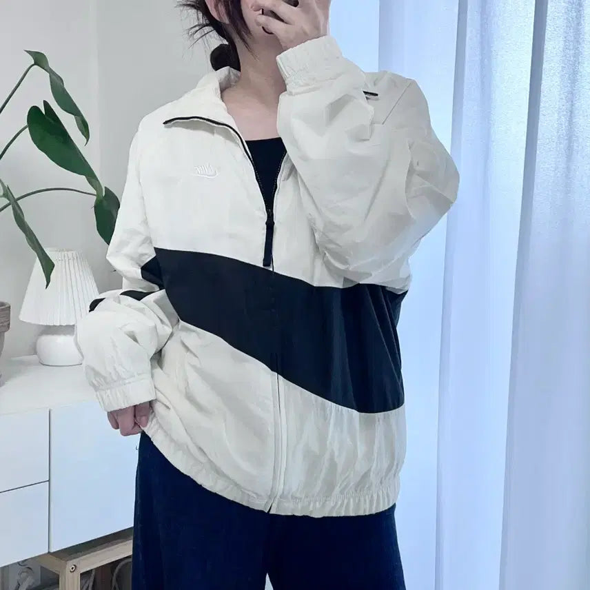 [BUNJANG] Nike Big Swoosh Windbreaker Jacket Ivory XL / 나이키 아이보리 빅스우시 바막 [ XL ]