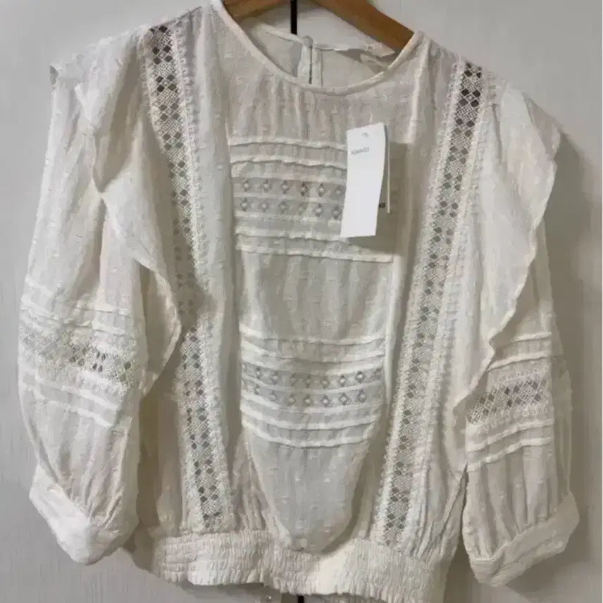 [BUNJANG] COS Ivory See-Through Lace Blouse / 코스 hm 보헤미안 아이보리 시스루 레이스 블라우스