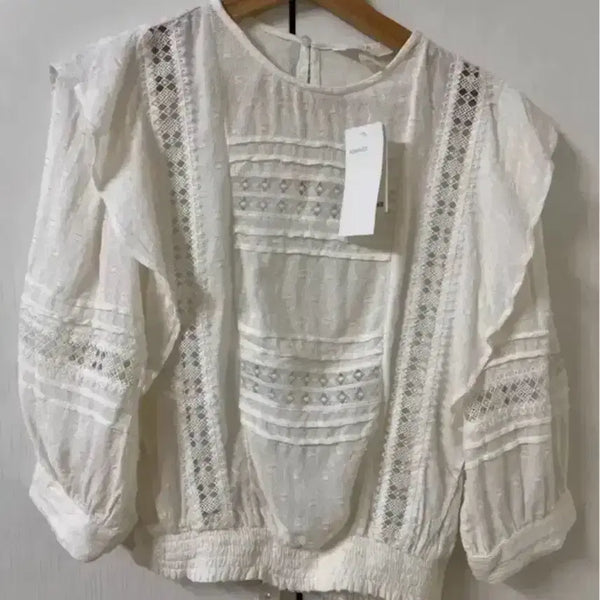 [BUNJANG] COS Ivory See-Through Lace Blouse / 코스 hm 보헤미안 아이보리 시스루 레이스 블라우스