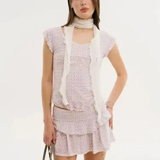 [BUNJANG] 3Times Glazed Top Skirt Set Pink / 새상품) 쓰리타임즈 글레이즈 탑 스커트 세트 핑크