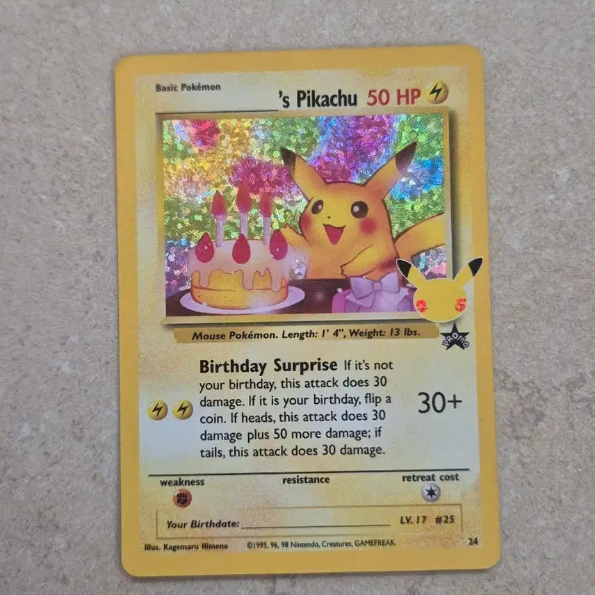 [BUNJANG] Pokemon Birthday Pikachu Promo Card (North American Edition) / [북미판] 포켓몬카드 생일 피카츄 프로모