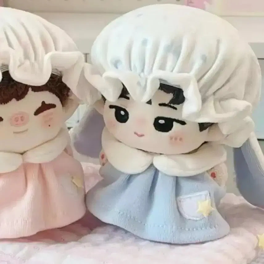 [BUNJANG] 10cm Doll Clothes Rabbit Pajamas & Hat Set (Sky Blue) / 새상품 10cm인형옷, 인형 잠옷, 토끼 모자, 토끼 잠옷, 하늘색 잠옷