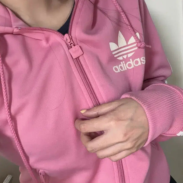 [BUNJANG] Adidas Big Logo Pink Track Top Jersey / (희귀매물)핑크 아디다스 후드플락 트랙탑 져지