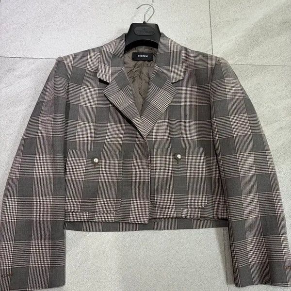 [BUNJANG] System Homme Check Cropped Jacket / 시스템옴므 체크 크롭자켓