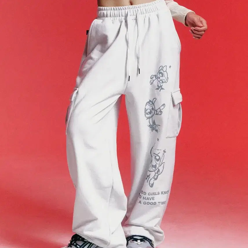 [BUNJANG] Powerpuff Girls Fancy Club String Cargo Pants / 파워퍼프걸 팬시클럽 스트링 카고 팬츠