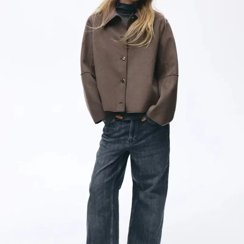 [BUNJANG] H&M Women's Collar Jacket Light Gray-Beige Khaki / [새상품] h&m 에이치앤엠 여성 여자 칼라 재킷 카라 자켓 셔켓 봄 가을 그레이지 에토프 토프베이지 카키 1308947001