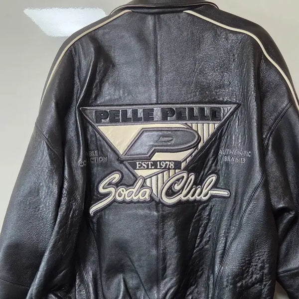 [BUNJANG] PellPeel Soda Club Leather Jacket / 펠레펠레 소다클럽 가죽 자켓