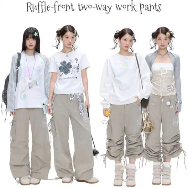 [BUNJANG] BETWEENAND Drawstring Straight Leg Cargo Pants / BETWEENAND 비트윈앤드  드로스트링 스트레이트 레그 카고 팬츠