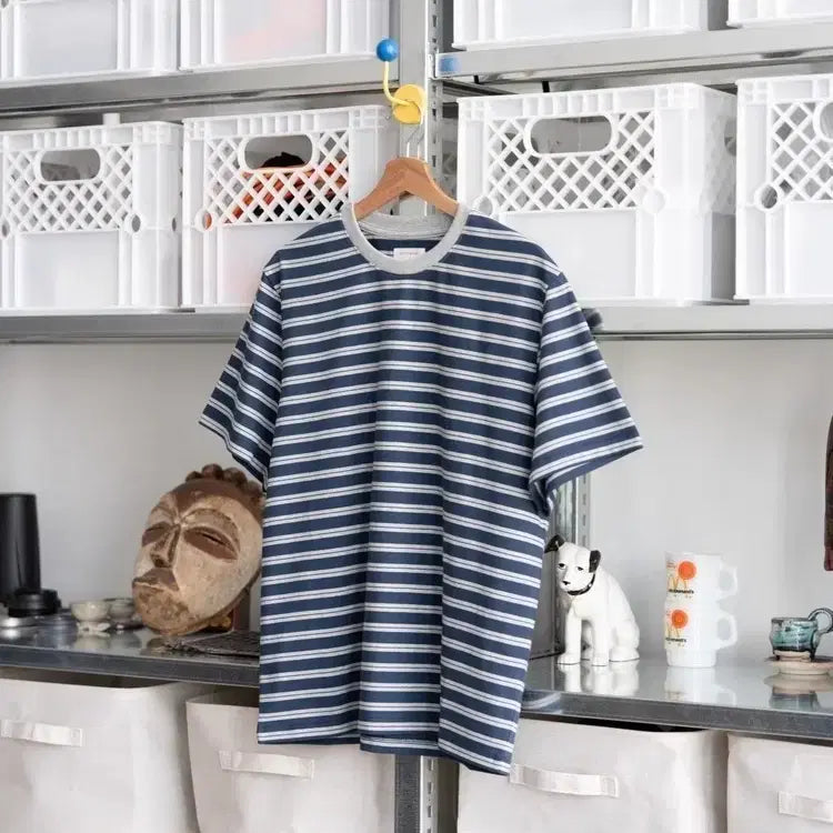 [BUNJANG] Everyworn Stripe S/S Tee (Lake) Size 2 / everyworn 에브리원 Stripe S/S Tee (Lake) 2사이즈