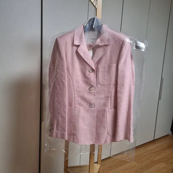 [BUNJANG] Women's Pastel Pink Single Jacket with Brooch / 고급스런 여성 싱글자켓 Sㅡ새상품