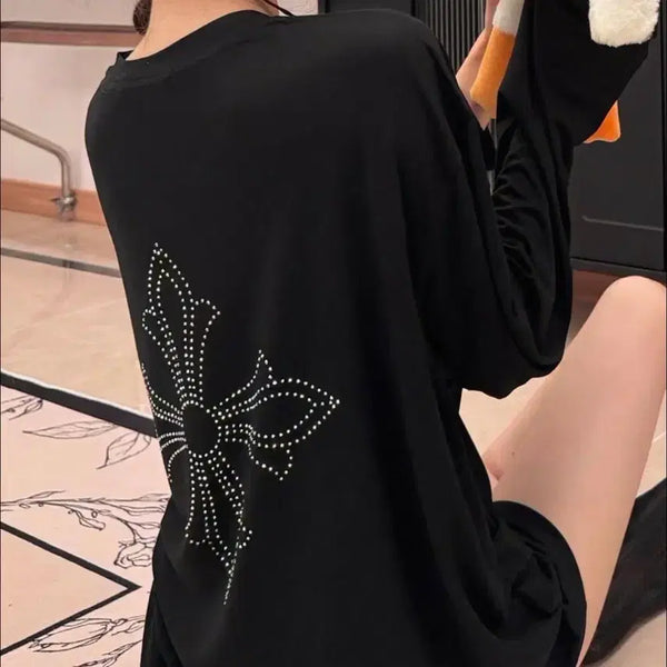 [BUNJANG] Cubic Long Sleeve T-Shirt Black / 큐빅 롱슬리브 긴팔 티셔츠 블랙