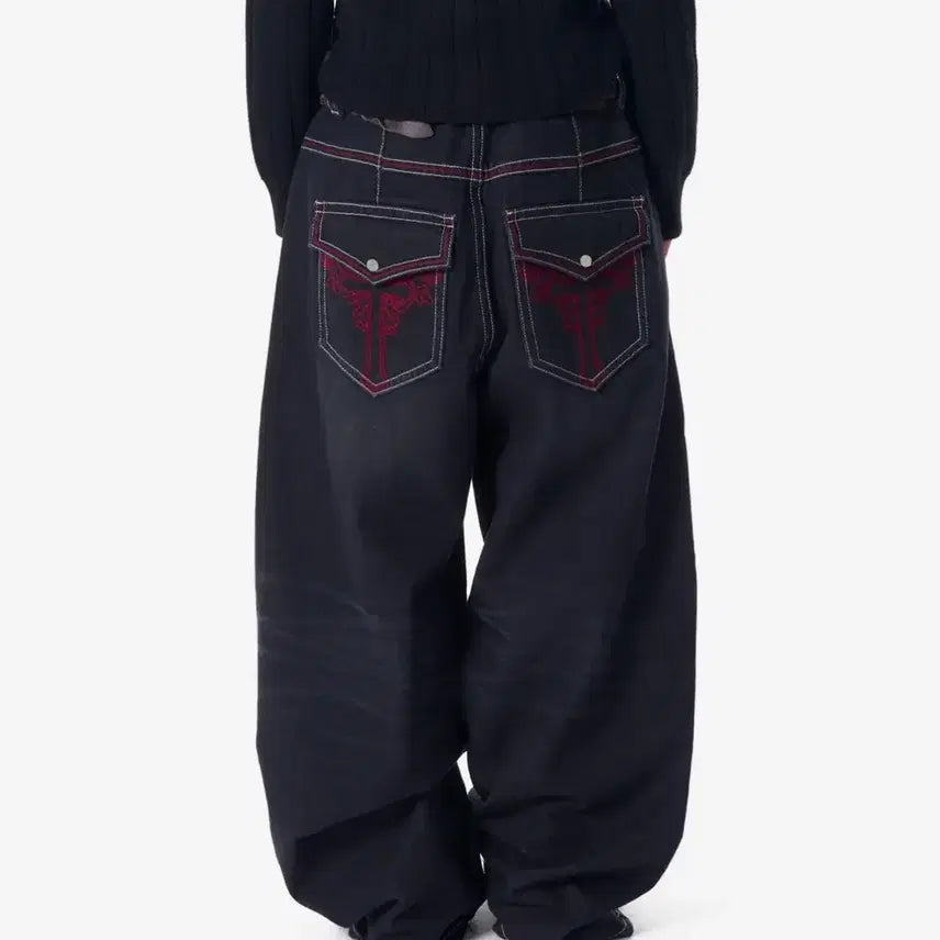 [BUNJANG] AKAM Cros2 Washed Denim Pants Black / 아캄 십자가 바지 cros2 washed denim pants (Black)