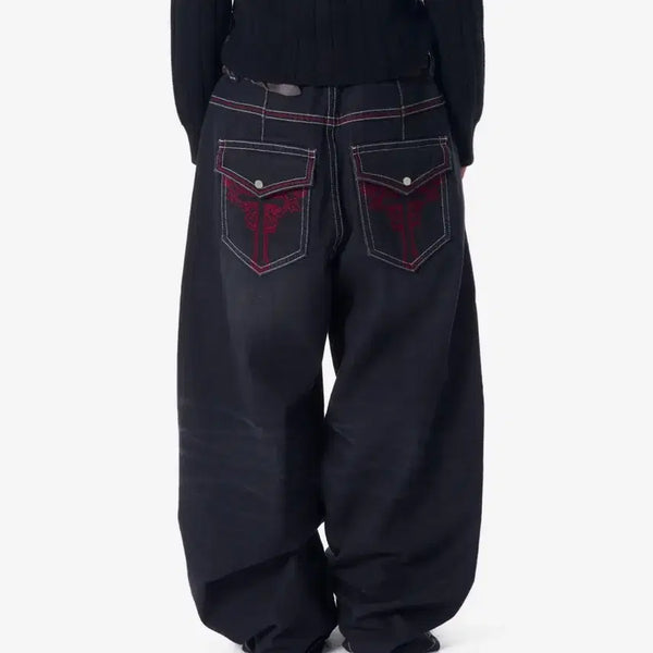 [BUNJANG] AKAM Cros2 Washed Denim Pants Black / 아캄 십자가 바지 cros2 washed denim pants (Black)