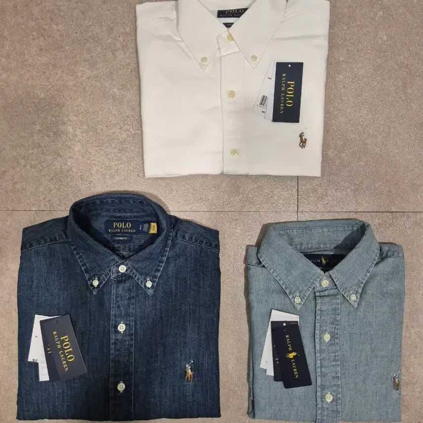 [BUNJANG] Polo Ralph Lauren Custom Fit Oxford Denim Chambray Shirts (New) / 폴로 랄프로렌 커스텀핏 옥스포드 데님 샴브레이 셔츠 [새상품] 개별 / 일괄