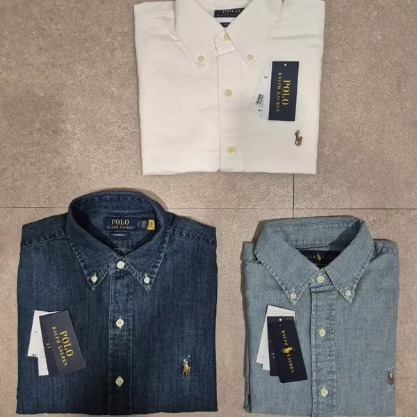 [BUNJANG] Polo Ralph Lauren Custom Fit Oxford Denim Chambray Shirts (New) / 폴로 랄프로렌 커스텀핏 옥스포드 데님 샴브레이 셔츠 [새상품] 개별 / 일괄