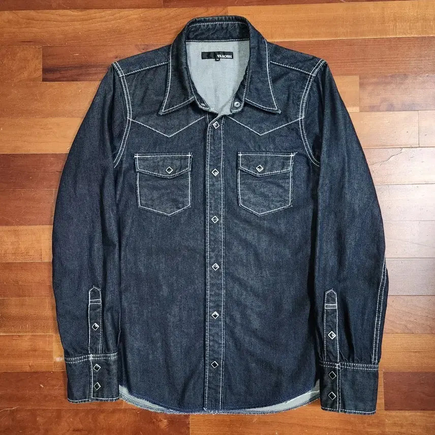 [BUNJANG] VAROSH Two-Pocket Denim Western Shirt (Size M) / VAROSH 바로쉬 투포켓 데님 웨스턴 셔츠