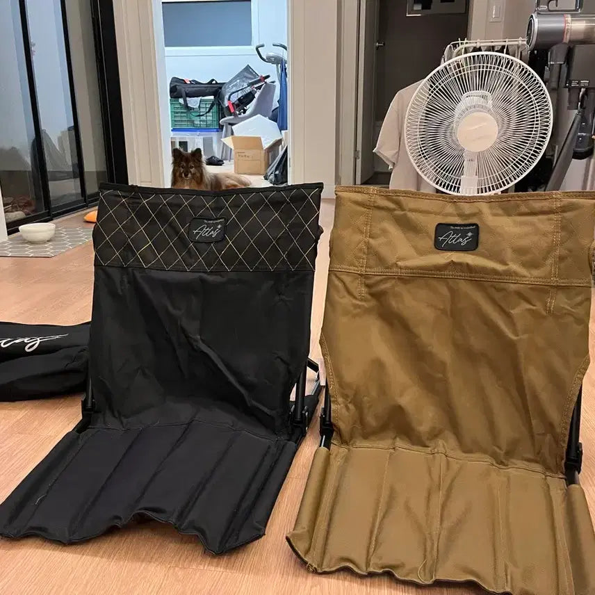 [BUNJANG] Atlas Camping Low Chair - Black/Khaki / 아틀라스 캠핑 좌식 의자 블랙/카키