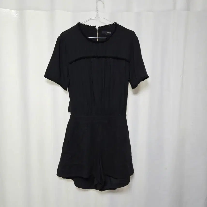 [BUNJANG] MIXXO Black Linen Blend Jumpsuit / MIXXO 블랙 린넨 블렌드 점프수트 / 여성 M / 반소매