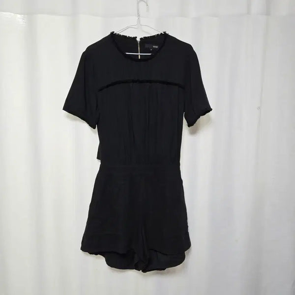 [BUNJANG] MIXXO Black Linen Blend Jumpsuit / MIXXO 블랙 린넨 블렌드 점프수트 / 여성 M / 반소매