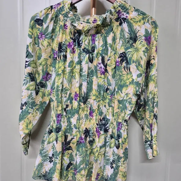 [BUNJANG] Guess Floral Off-Shoulder Blouse / 게스 플로럴 오프숄더 블라우스