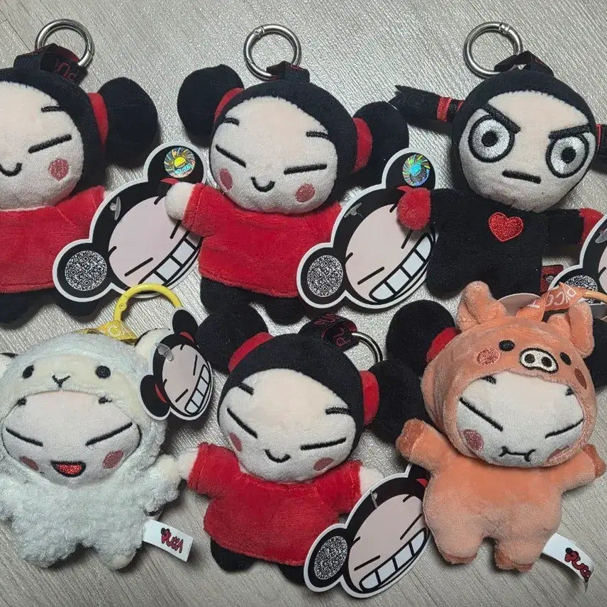 [BUNJANG] Pucca Doll Keychain Set (6 Types) / 뿌까 인형 키링 6종